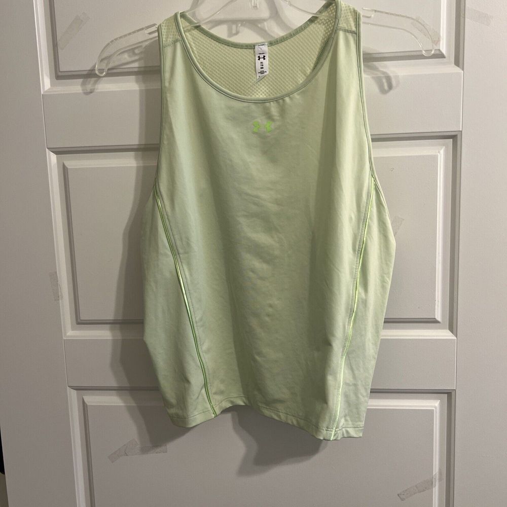 Under Armour Women's HeatGear Fitted Tank Top Lime‎ 1369916-383 NWT